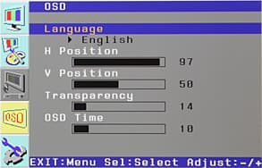 ЖК-монитор CrossOver 2755AMG, меню установок