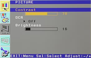 ЖК-монитор CrossOver 2755AMG, меню установок