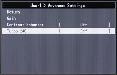 ЖК-монитор Eizo FG2421, меню установок