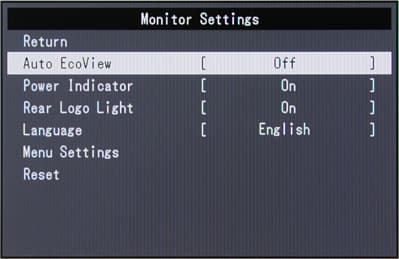 ЖК-монитор Eizo FG2421, меню установок