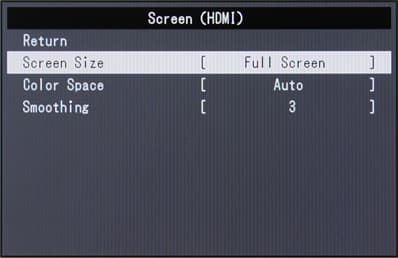 ЖК-монитор Eizo FG2421, меню установок