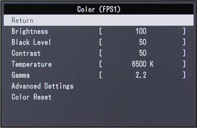 ЖК-монитор Eizo FG2421, меню установок