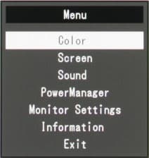 ЖК-монитор Eizo FlexScan EV2736W, меню установок