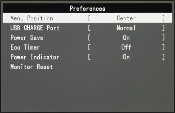 ЖК-монитор Eizo FlexScan EV3237, меню установок