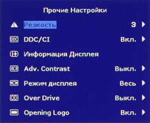 ЖК-монитор iiyama XB2483HSU, меню установок