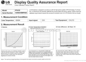 ЖК-монитор LG IPS235T, Отчет о калибровке
