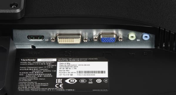 ЖК-монитор ViewSonic VG2433Smh, разъемы