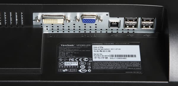 ЖК-монитор ViewSonic VP2365-LED, разъемы