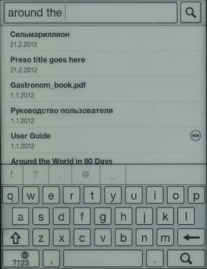 Электронная книга Sony Reader PRS-T1 - поиск