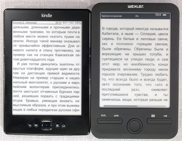 Сравнение экранов Amazon Kindle 5 и Wexler.Book E6003 Wexler.Book E6003
