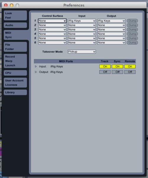 Подключение iRig Keys в Ableton Live