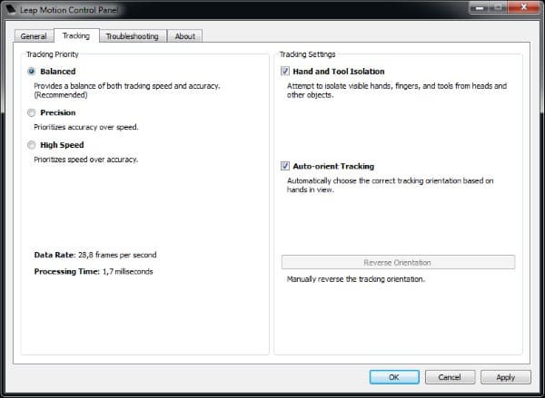 Работа контроллера Leap Motion