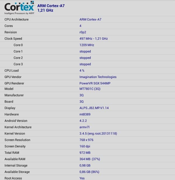 Характеристики планшета 3Q Surf MT7801C