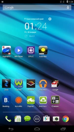Операционная система Acer Iconia Talk S