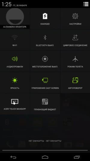 Операционная система Acer Iconia Talk S