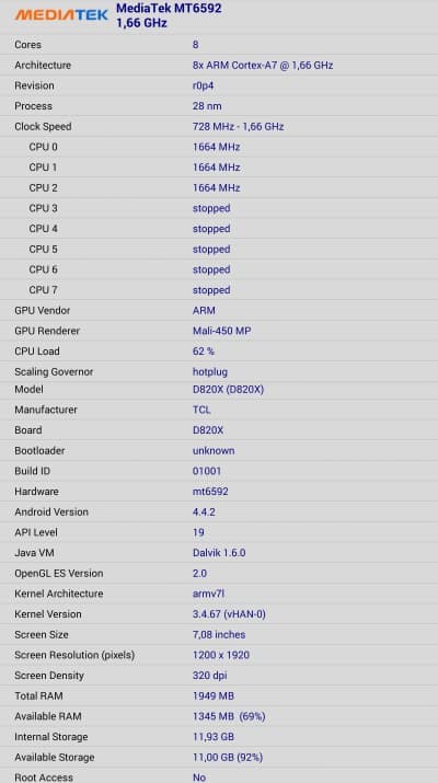 Характеристики планшета Alcatel OneTouch Hero 8