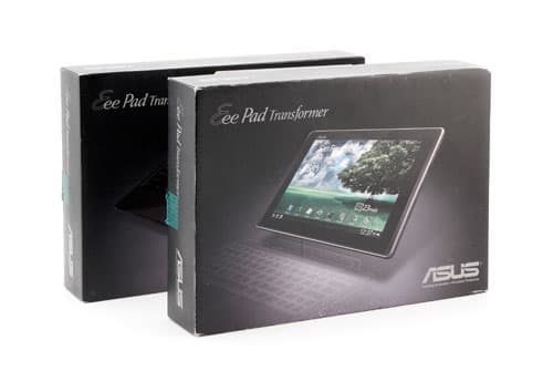 Внешний вид упаковочных коробок планшета Asus Eee Pad Transformer и док-станции