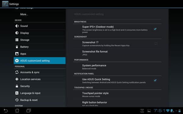 Скриншот ASUS Transformer Pad Infinity