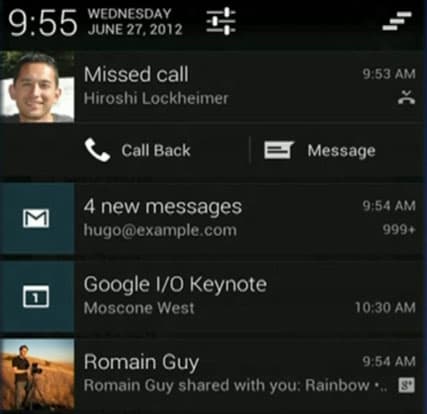 Уведомления на Android 4.1 Jelly Bean