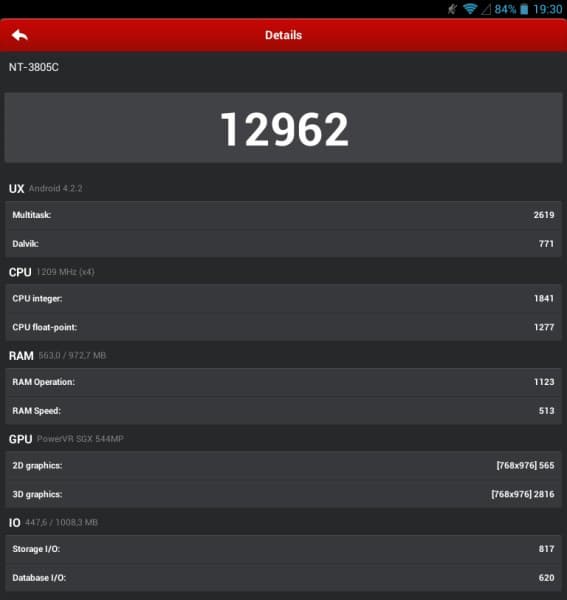 Производительность планшета Iconbit Nettab Skat 3G Quad