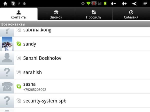 Skype на планшете MIReader M801