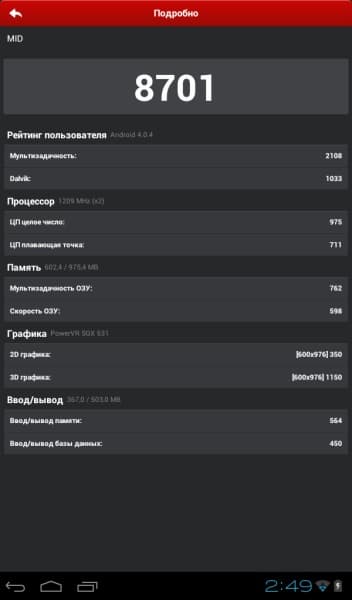 Производительность планшета Pocket Rocket AG-300