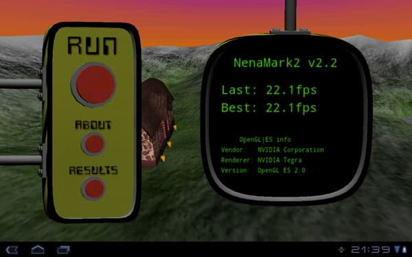 Результаты бенчмарка Nenamark2 на планшете Sony Tablet S