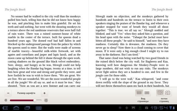 Приложение Reader на планшете Sony Tablet S