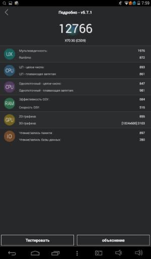 Производительность Teclast X70 3G