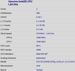 Операционная система планшета Teclast X70 3G