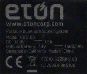 Eton Rukus Solar: электропараметры