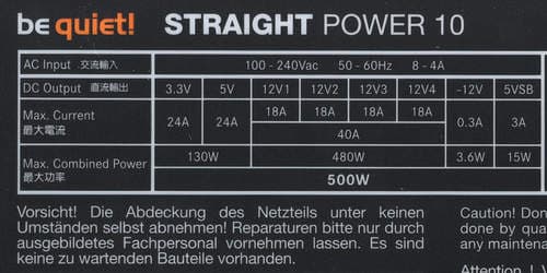 Характеристики блока питания be quiet! Straight Power 10 500W CM (E10-CM-500W)