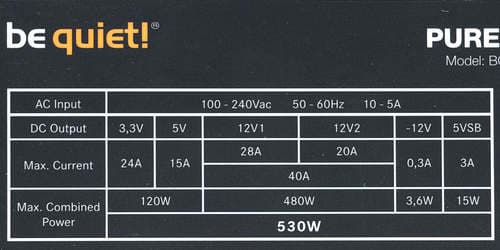 Характеристики блока питания Pure Power l8 530w CM (BQT L8-CM-530W)