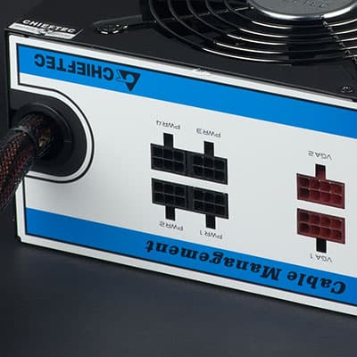 Блок питания Chieftec CTG-750C, ввод проводов в корпус