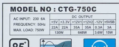 Характеристики блока питания Chieftec CTG-750C