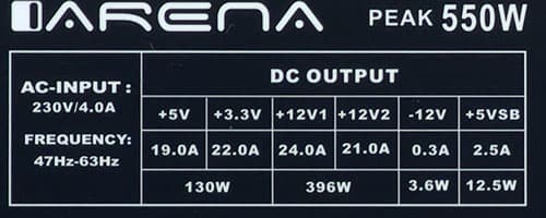Характеристики блока питания Chieftec GPA-500S8