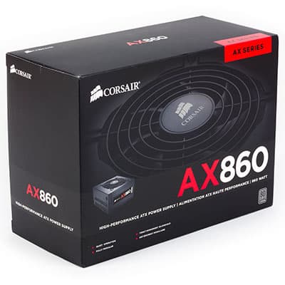 Упаковка блока питания Corsair AX860