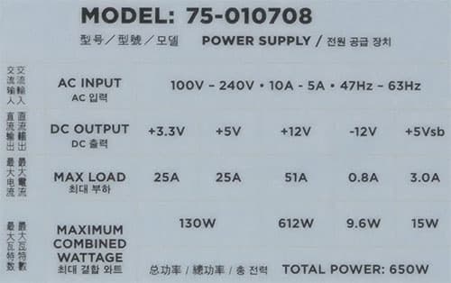 Характеристики блока питания Corsair CS Series Modular CS650M