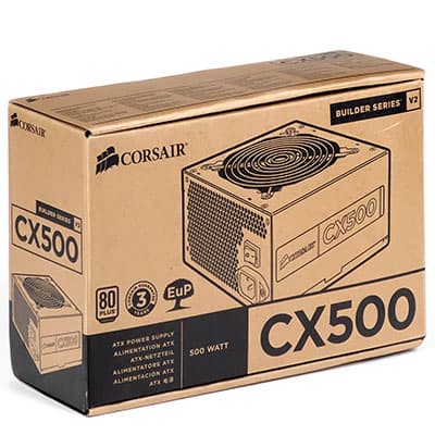 Упаковка блока питания Corsair CX500 V2 (CMPSU-500CXV2)