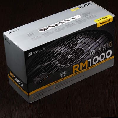 Упаковка блока питания Corsair RM1000