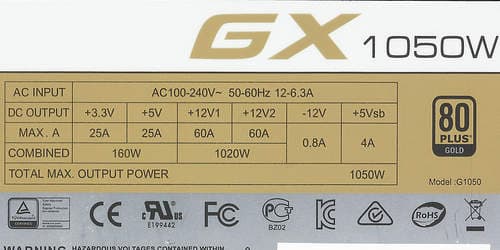 Характеристики блока питания Cougar GX 1050