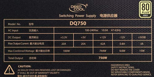 Характеристики блока питания Deepcool DQ750