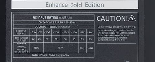 Характеристики блока питания Enhance EPS-1780GA4 (800W, 80Plus Gold)