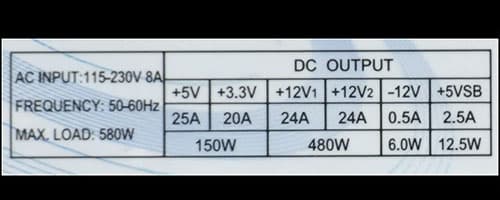 Характеристики блока питания Hipro HPD5801aw