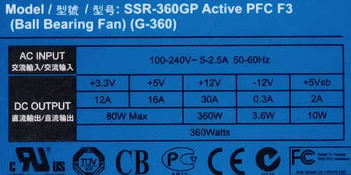 Характеристики блока питания Seasonic G-360