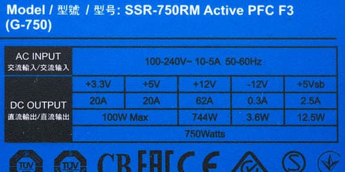 Характеристики блока питания Seasonic G-750 (SSR-750RM)