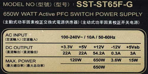 Характеристики блока питания Silverstone Strider Gold S 650 (SST-ST65F-G)
