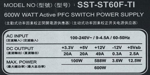 Характеристики блока питания Silverstone Strider Titanium 600 (ST60F-TI)
