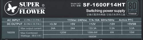 Характеристики блока питания Super Flower Leadex Titanium 1600W (SF-1600F14HT)