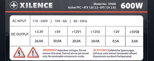 Характеристики блока питания Xilence XP600 (XP600.(135)R3)